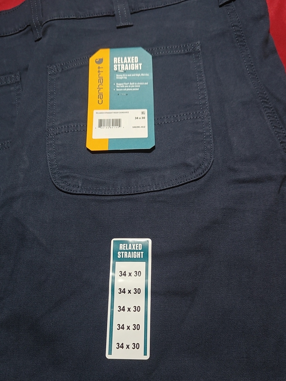Carhartt Relaxed Straight Rigby Dungarees Men’s Jeans - Navy Blue NWT